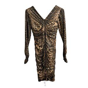 SHO By Tadashi Shoji Dress Womens XS Animal‎ Print Mesh Bodycon Cinched Mini